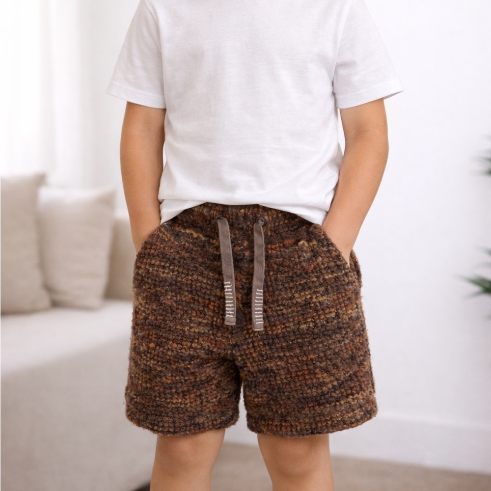 Cozy Brown Knit kids Shorts